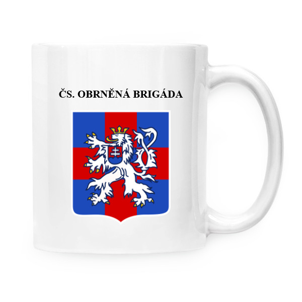 Hrnek malý bílý s potiskem ČS. obrněná brigáda hrnek