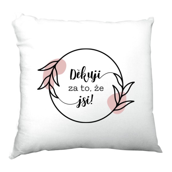 Polštář saténový s potiskem Děkuji za to, že jsi