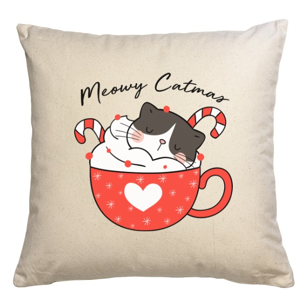 Polštář bavlněný  s potiskem Meowy Catmas